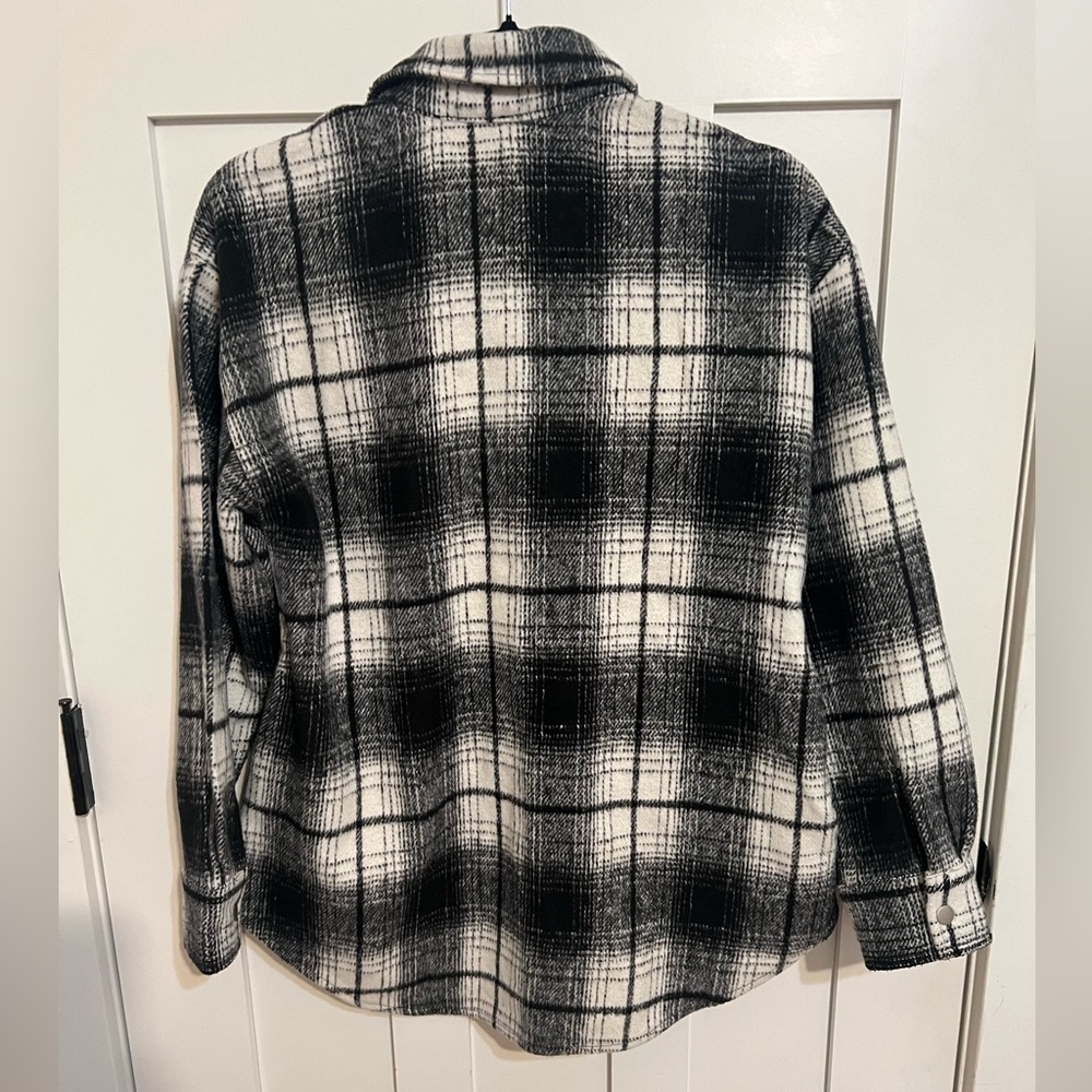 BB Dakota Steve Madden Sophia Shacket Plaid Black & White Jacket Button XS - Picture 6 of 10